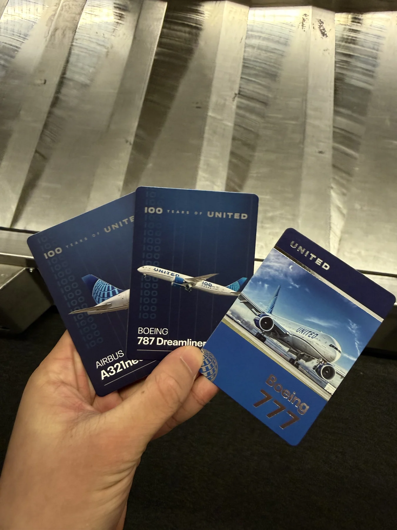 United Airlines centennial aircraft cards gifted by pilots